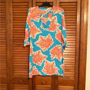 Crown & Ivy Coral and Blue Patterned Dress